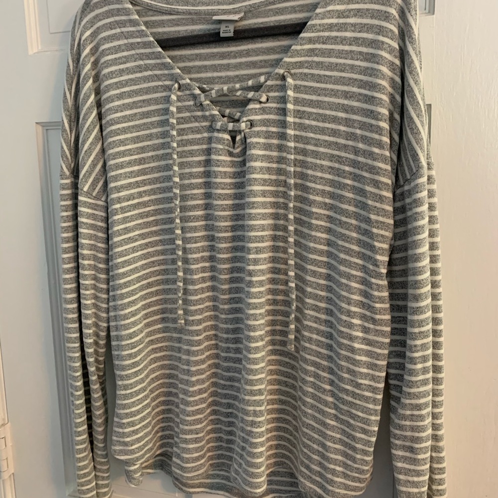 Striped thick long sleeve top